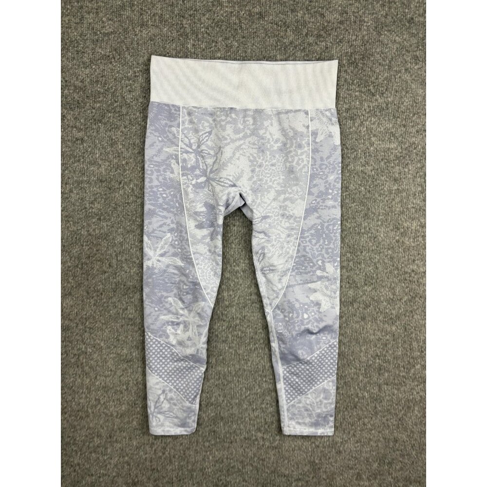 Fabletics Leggings Womens Small Gray White Seamless High Rise Floral Jacquard
